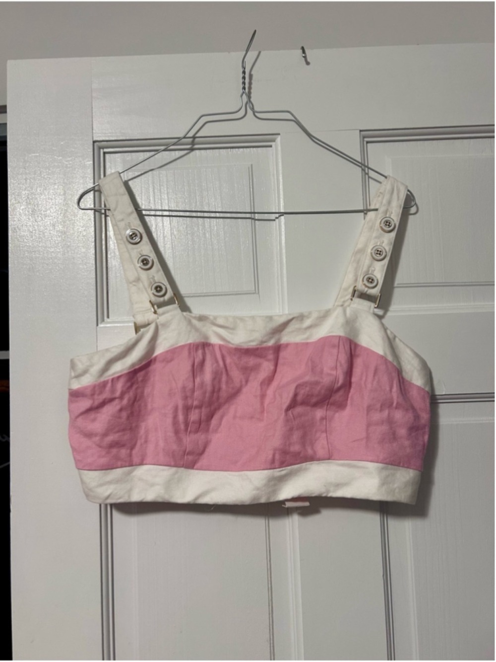 Maeve Square-Neck Cropped Linen Tank Top Small - Picture 2 of 4